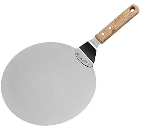 Kitchen 10-inch Stainless Steel Round Pizza Peel Baking Shovel Paddle Cake Lifter Transfer Tray