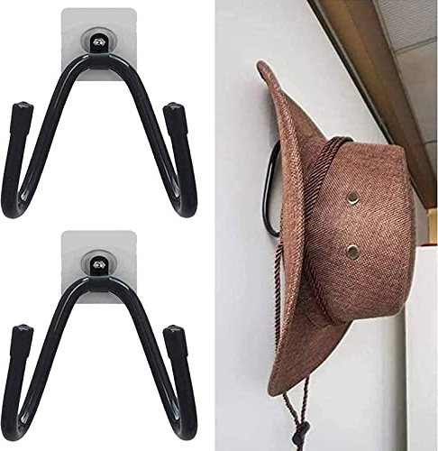 AUXPhome Universal Cowboy Hat Rack - Hat Holder & Organizer - Adhesive Metal Hooks - 2 Pack - Wall Mount for Storage & Display