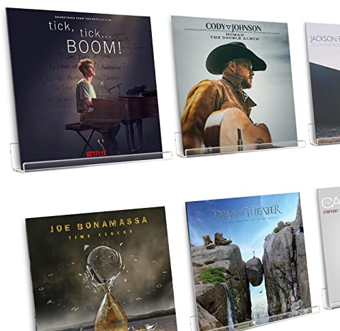 LileZbox Acryl-Schallplattenhalter, transparent, 6 Stück, Vinyl-Schallplattenregal, Wandhalterung, für Büro, Zuhause, 4 x 30 x 4 cm