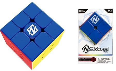 Goliath – Set mit 2 Spielen: Nexcube 3x3 + 2x2 – Denksportspiel – Geschwindigkeits- und Reflexionsspiel – einfache Drehung und abgerundete Ecken – SpeedCube – lustige Familienherausforderung – 8+
