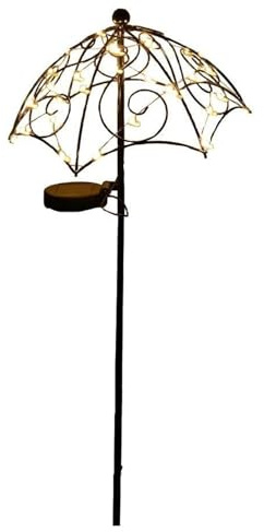 SEASONALS LED Solarstab Rain - Solarleuchte Regenschirm Sonnenschirm für Garten und Balkon, 35 warmweiße LEDs, Metall schwarz, Dämmerungssensor, IP44, 69 cm