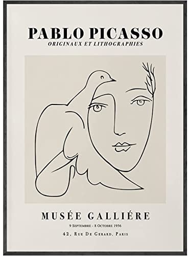 AIVYNA Pablo Picasso Poster Frau Mit Taube Linie Leinwand GemäLde Ausstellung Wand Bilder Picasso Kunstdrucke Picasso Bilder Wohnzimmer Schlafzimmer Wohnkultur Rahmenlos 50×70cm