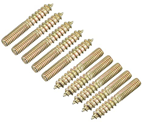 sourcing map 24 Stück M4 x 25 mm Stockschrauben doppelseitige Gewindestiftschrauben zum Verbinden von Holzmöbeln