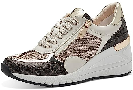 MARCO TOZZI Damen Wedge Sneaker Freizeit mit Keilabsatz, Beige (Cream Comb), 39 EU