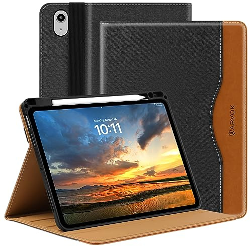 ARVOK Cover Custodia per iPad Air 11 Pollici M3/M2 (2025/2024), iPad Air 6/5/4 Generazione (10,9 Pollici Modello 2022/2020) con Portapenne, Auto Svegliati/Sonno, Folio Business in Pelle Premium