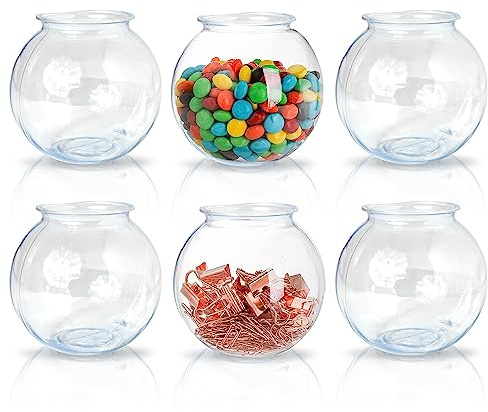 Sterline Fish Bowls For Drinks - 6 Pack - 16 Oz - BPA-Free Small Plastic Ivy Bowls For Crafts, Mini Fish Bowls Unbreakable, Candy Dishes for Party Centerpieces, Carnival Fishing, Home Decor…