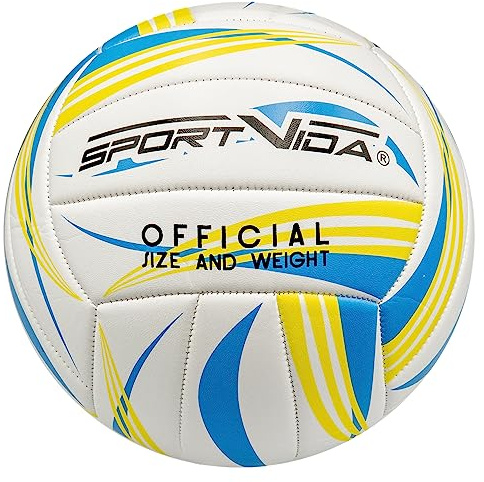 SportVida Volleyball Ball Beachvolleyball für Kinder und Erwachsene | Farbenauswahl (Weiss-GELB)