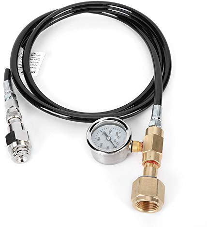 ZLXHDL Schnellanschluss-CO2-Zylinder-Adapter-Schlauch-Set, DIN477, 1,5 M Schwarzer Soda-Schlauch Mit 3000 Psi-Druckmessgerät Für Getränkeautomaten