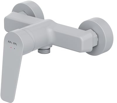 Duscharmatur Weiß Matt mit Einhebelmischer, Mischbatterie Dusche, Badarmatur Einhand-Brausebatterie, Brausearmatur, Armatur Dusche für Badezimmer, AM.PM Hit FTA20033