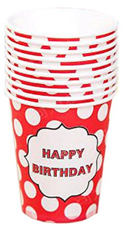 UYUME Un Verre en Papier jetable, Gobelet jetable en Papier d'eau à Motif de Points Blancs, 40 Points, for Bureau/Maison, Rouge, A01