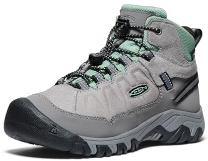 KEEN Unisex-Child Targhee 4 Mid Height Durable Comfortable Waterproof Hiking Boots, Alloy/Granite Green, 6