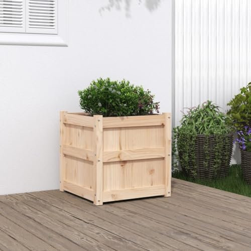 ULUYYUC Fioriera, Aiuola Vasi Per Piante Grasse Orto Rialzato Cassoni Orto Adatto per Terrazzo Balcone Giardino Esterno da Giardino 50x50x50 cm in Legno Massello di Pino
