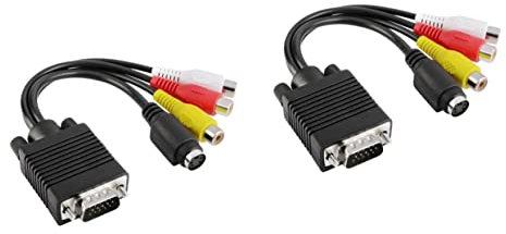 OSALADI 2pcs Vga Svga to S-video Converter Cable for Pc Laptop Tv Av-out Adapter Cable Video Audio for Television Usage