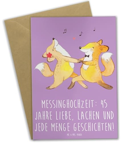 Mr. & Mrs. Panda Grußkarte 45. Hochzeitstag Messinghochzeit - Geschenk, Meilenstein, Grußkarten, Heiraten, Heirat, dankeskarten, weihnachtskarten, genesungskarte, Geschenke, Jubiläum, einladungskarten