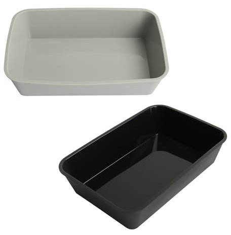 BBQ-PLUS Drip Pan Liners for Ninja Woodfire Outdoor Grill Pro XL/Pro Connect XL Reusable Silicone Grill Grease Tray for Ninja Woodfire OG850 OG951 Series Replacements for Weber 6418 (Black & Grey)