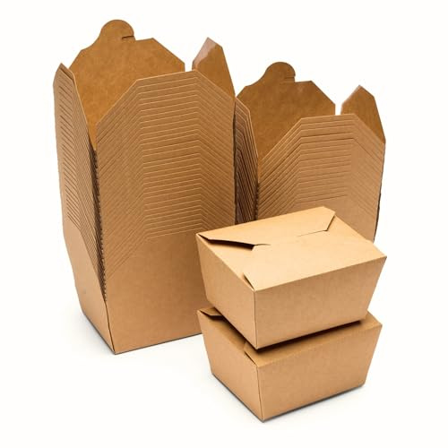 London Coffee Cups Lot de 50 boîtes alimentaires en papier kraft n°1 jetables pour sautés, salades, repas, barbecues, restaurants et cafés (800 ml)