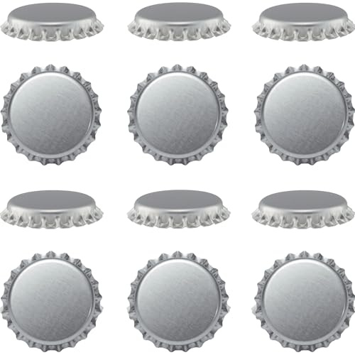 Beer Bottle Colored Pry-Off Caps 12-pk [ Choose Your Color ] Oxygen Absorbing, 26mm Crown Seal Cork, Kombucha Homebrew, PVC Free (Silver)