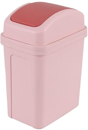 Doryh Cubo de basura delgado de 7 litros con tapa oscilante, cubo pequeño de plástico rosa para baño, dormitorio, oficina, 1 paquete