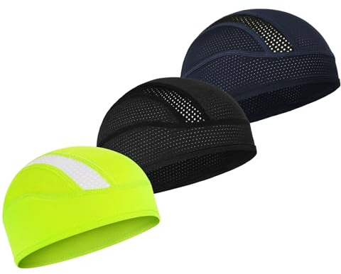 MELASA 3 Packs Skull Cap Helmet Liner Cooling Breathable