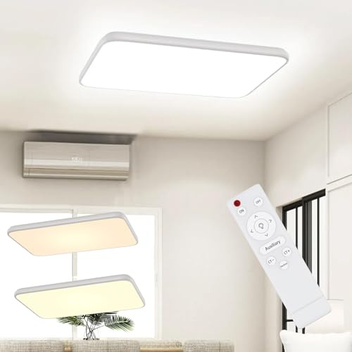 XMTECH LED Deckenleuchte 180W Dimmbar mit Fernbedienung, 12600LM Deckenlampe Flach Panel IP44, Farbtemperatur Einstellbar 2800K-6500K, Modern Ultraslim Lampe für Wohnzimmer Schlafzimmer Küche