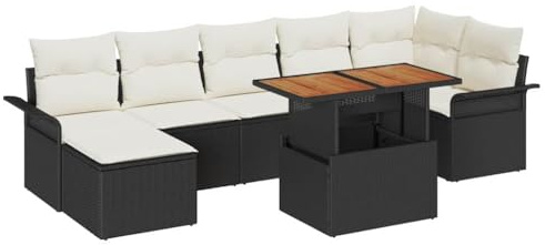 vidaXL Garten-Sofa-Set mit Speicher 8 pcs Schwarz Poly Rattan, Garten und Terrasse, modernes modulares Lager, UV-beständige Materialien, Poly-Rattan-Sofa, Outdoor-Lounge-Möbel