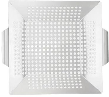 USOHJZ Kohlekorb Edelstahl Multifunktionale BBQ Grill Pfanne BBQ Mesh Korb Haushalt Snack Korb Leckage Tablett Outdoor Grill(L)