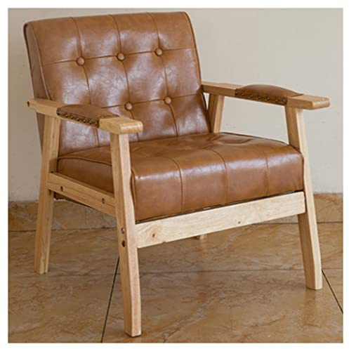 Mid-Century Akzentstuhl, Leder-Polstersessel mit Knopf-Flügelrücken, moderner Ess- und Lesesessel für Wohnzimmer und Empfang