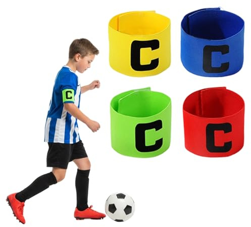 Lufdegim 4 Pcs Captains Armband, Adjustable Captains Armband Multicoloured Captain Armband Elastic Sports Arm Bands For All Sports Clubs Teams Football Training