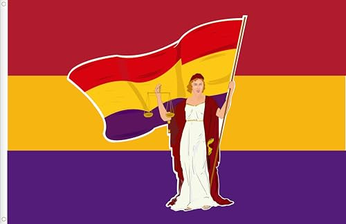 BANDERA REPUBLICANA ESPAÑA LA NIÑA BONITA. CALIDAD RASO PREMIUM. TAMAÑO GRANDE 150X90 CM