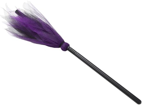 BESPORTBLE Escoba de Bruja Ligera de Plástico con Diseño de Malla Accesorio para Disfraz de Halloween para Fiesta de Cosplay y Decoración Temática Colores Aleatorios Color Color Aleatorio