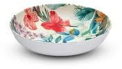 Set 2 Pz Piatti Fondi Decoro Floreale Tropicale In Melamina Mod. Garden Touch-Mel Emporio Zani