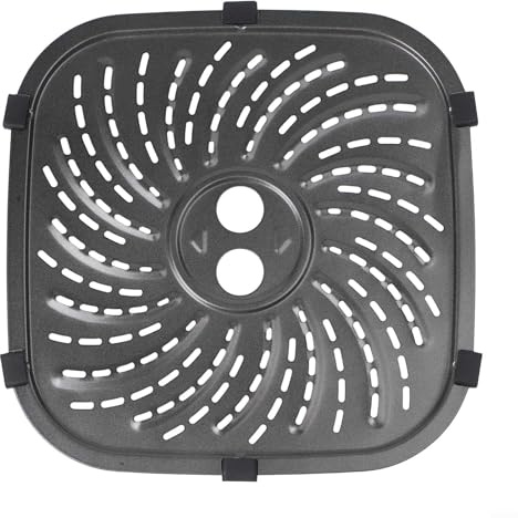 Placa de repuesto de parrilla de freidora de aire de acero al carbono, placa de parrilla cuadrada de freidora de aire de 8 cuartos de galón, placa de parrilla antiadherente con pestañas (24 x 24 cm)