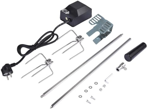 Generico Kit asador para parrillas, parrilla de pollo entero rotativa electrónica, parrilla antiadherente, barbacoa al aire libre