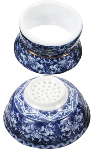TOYANDONA Colador de Té de Cerámica Azul Multi-funcional y Fácil de Limpiar para Casa y Restaurante, Filtro Fino para Infusiones de Té Suelto
