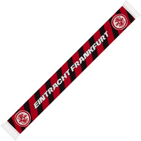 Eintracht Frankfurt Schal Streifen Im Herzen von Europa, Rot-Schwarz gestreift mit Eintracht Logo, Schal für das Stadion oder die Freizeit