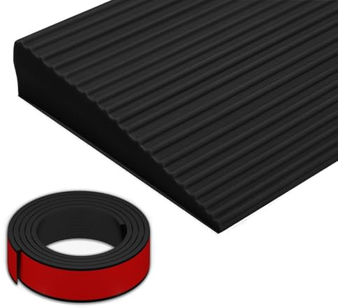 ANKUOFUA Türschwellenrampen 1.5x8x90 cm, Rampe Gummirampe Selbstklebend | Schwellenrampe rutschfeste Rollstuhlrampe Türschwelle Auffahrrampe bis 800 kg belastbar für Rollstühle, Saugroboter -Schwarz