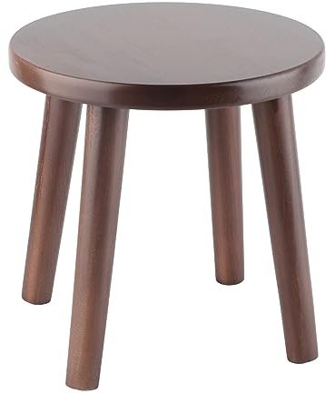 Culnflun Massiv furu Pall Gör-det-själv Montering Liten bänk för barn Vuxna Extra sittplatser Växtställ Fotstöd Steg Pall för Vardagsrum Sovrum Entré Träfärg (Monterad rund pall valnöt färg)