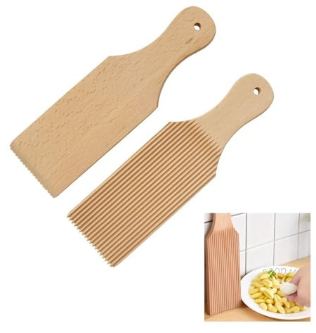 2 Pack Gnocchi Board Butter Maker & Butter Churner 24 cm Natural Beech | Butter Paddles with Grooved Surface Homemade Pasta and Butter Noodles Wooden Butter Table for Homemade Butter Making