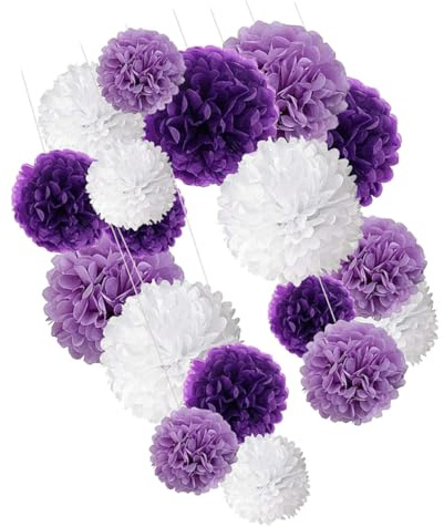 LALADEFIEE Set di 18 Pezzi Palle di Carta Decorazione a Nido d'Ape Porpora per Feste, Matrimonio ed Eventi, Addobbi Colorati in Carta Leggera per Interni e Esterni