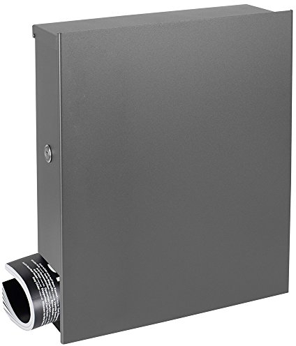 MOCAVI Box 111R Design-Briefkasten mit Zeitungsfach grau-aluminium (RAL 9007) Wandbriefkasten, Schloss links, groß, Aufputzbriefkasten dunkelgrau, Postkasten graualuminium modern mit Zeitungsrolle