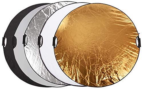 Hwamart 5 in 1 Faltreflektor Lichtreflektor Fotografie Reflektor 110cm Gold, Silber, Weiß, Schwarz und Transparent für Fotostudio Beleuchtung Außenbeleuchtung