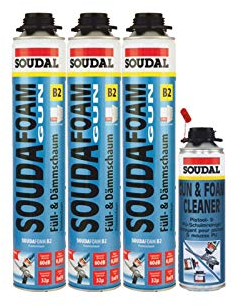 Soudafoam B2 Pistolenschaum als Set - 3 Stück + Reiniger