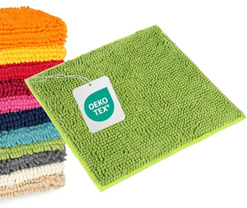 WohnDirect Badematte 45x45 cm Grün – rutschfest & Waschbar | Perfekt fürs Gäste-WC: kompakt, saugstark & rutschfest