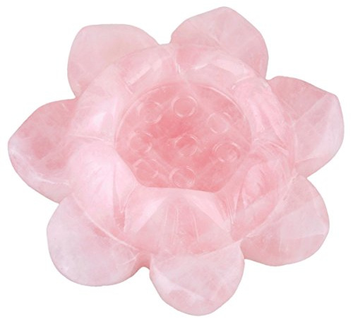 mookaitedecor Rose Quartz Lotus Candle Holder Crystal Ball Stand