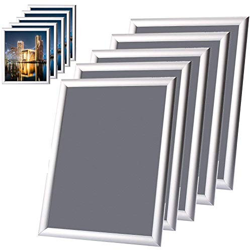 Snap Poster frame, 5x A4 Waterproof Aluminium Silver Snap Picture Photo Holder for Home and Office
