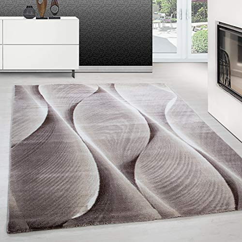 Teppium Moderner Kurzflor Teppich Läufer Flur 80 x 300 cm Braun - Teppich Waschbar, Ombre Design, Pflegeleicht und Weich - Ideal als Bettvorleger im Schlafzimmer und Küchenläufer