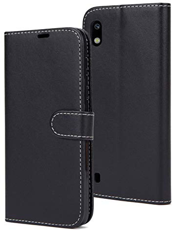 AMAZE!UK Leather Phone Case Cover For Samsung Galaxy A10 Flip Protective Wallet Style Open Book Magnetic Stand Samsung A10 / M10 6.2 Phone Case (Black)