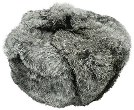 RUSSIANSTORE Unisex Russische Fellmütze Schapka Ushanka Kaninchenfell Farbe Grau Größe XL