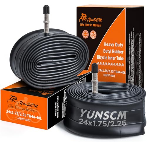 YunSCM 2PCS 45/57-507 Verdickung 24 Zoll Schlauch 24x1.75 24x1.95 24x2.10 24x2.125 24x2.25 Autoventil AV40mm Valve kompatibel 24 Zoll Fahrradschlauch Elektro/Mountain 24x1.75/1.95/2.125/2.25