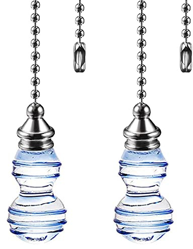 Akahttbn Ceiling Fan Chain Pulls Decorative Extension 12 Inches Blue Gourd Shape Pendant Pull Chain Fan Pulls Extension for Ceiling Light Lamp Fan Chain 2 Pcs (Nickel Pull Chain)